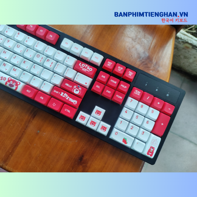 Bàn phím cơ tiếng Hàn không dây TCKB-EK104 Pro Strawberry Bear Black