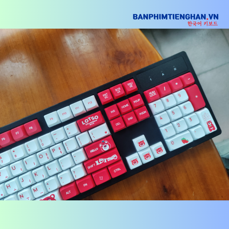 Bàn phím cơ tiếng Hàn không dây TCKB-EK104 Pro Strawberry Bear Black