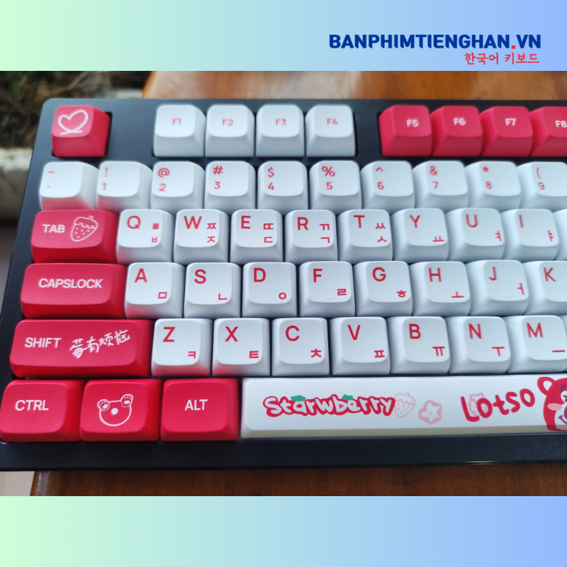 Bàn phím cơ tiếng Hàn không dây TCKB-EK104 Pro Strawberry Bear Black