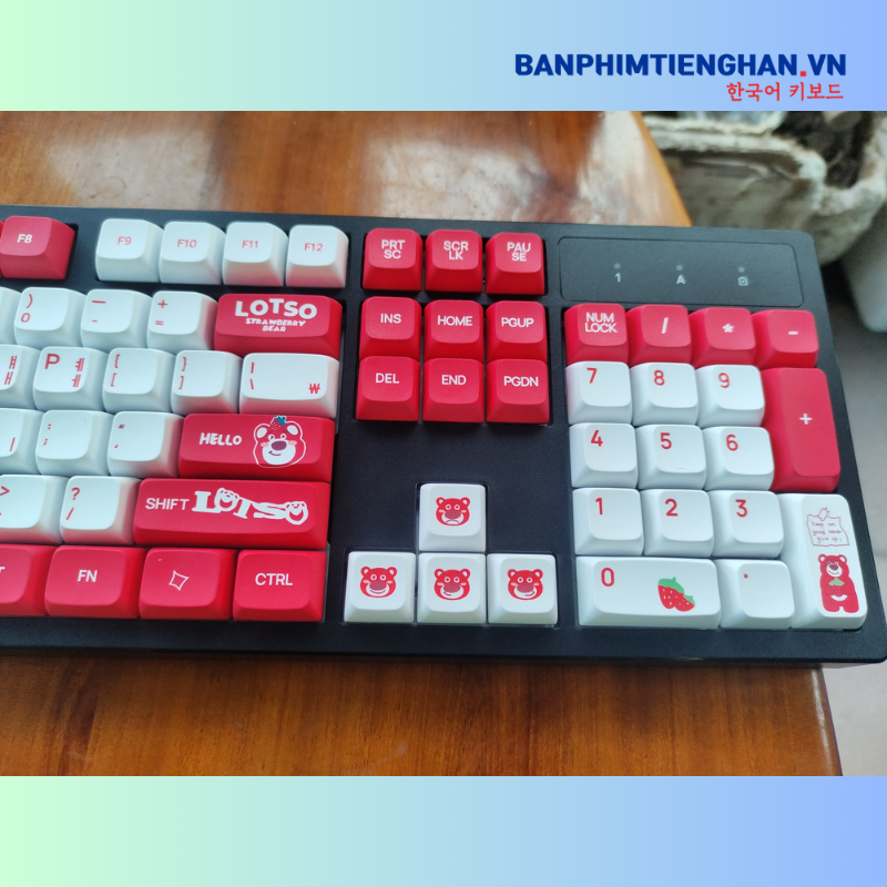 Bàn phím cơ tiếng Hàn không dây TCKB-EK104 Pro Strawberry Bear Black