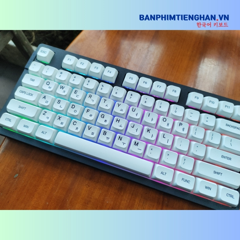 Bàn phím cơ tiếng Hàn không dây TCKB-EK106 Pro Black White