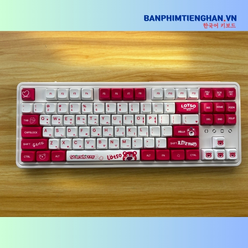 Bàn phím cơ tiếng Hàn không dây TCKB CMK87 Lotso White