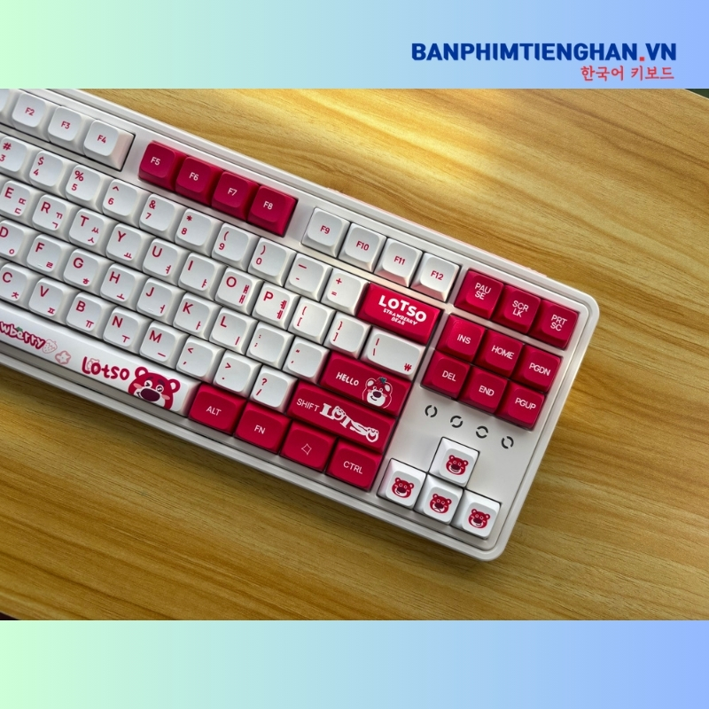 Bàn phím cơ tiếng Hàn không dây TCKB CMK87 Lotso White