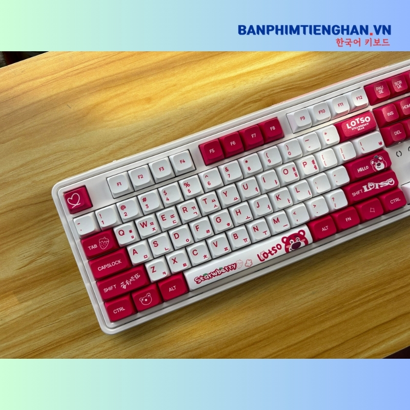 Bàn phím cơ tiếng Hàn không dây TCKB CMK87 Lotso White